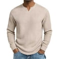 thumbnail image 2 of Long Sleeve Shirts for Men, Men's Waffle Long Sleeve Shirts V Neck Thermal Pullover Tops Knit Tshirt Casual Basic Lightweight Undershirt, 2 of 7