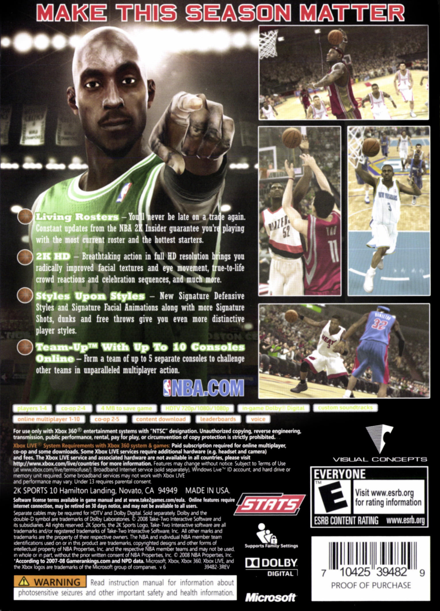 NBA 2K9 Microsoft Xbox 360 Complete