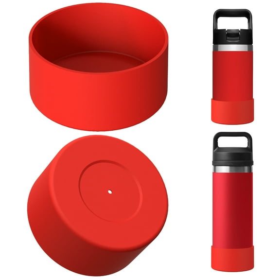 Linkidea Water Bottle Boot Compatible with YETI Rambler Jr. Kids 12oz, Rambler 12oz/18oz, Yonder 20oz/25oz, Silicone Anti-Slip Bottle Bottom Sleeve Bumper Protector (Red / 2 Pack)
