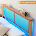 thumbnail image 3 of Rattan Bed Frame Full with Natural Rattan Headboard,Bohemian Rattan Full Size Bed Frame with LED Lights,Solid Wood Foundation with Silent Slats,No Box Spring Needed (Full), 3 of 7