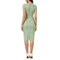 thumbnail image 3 of Vestido elegante de tweed para mujer Inspire Chic, con cuello redondo, mangas cortas, estilo vintage, ajustado, midi, talla XL, verde esmeralda, 3 of 6