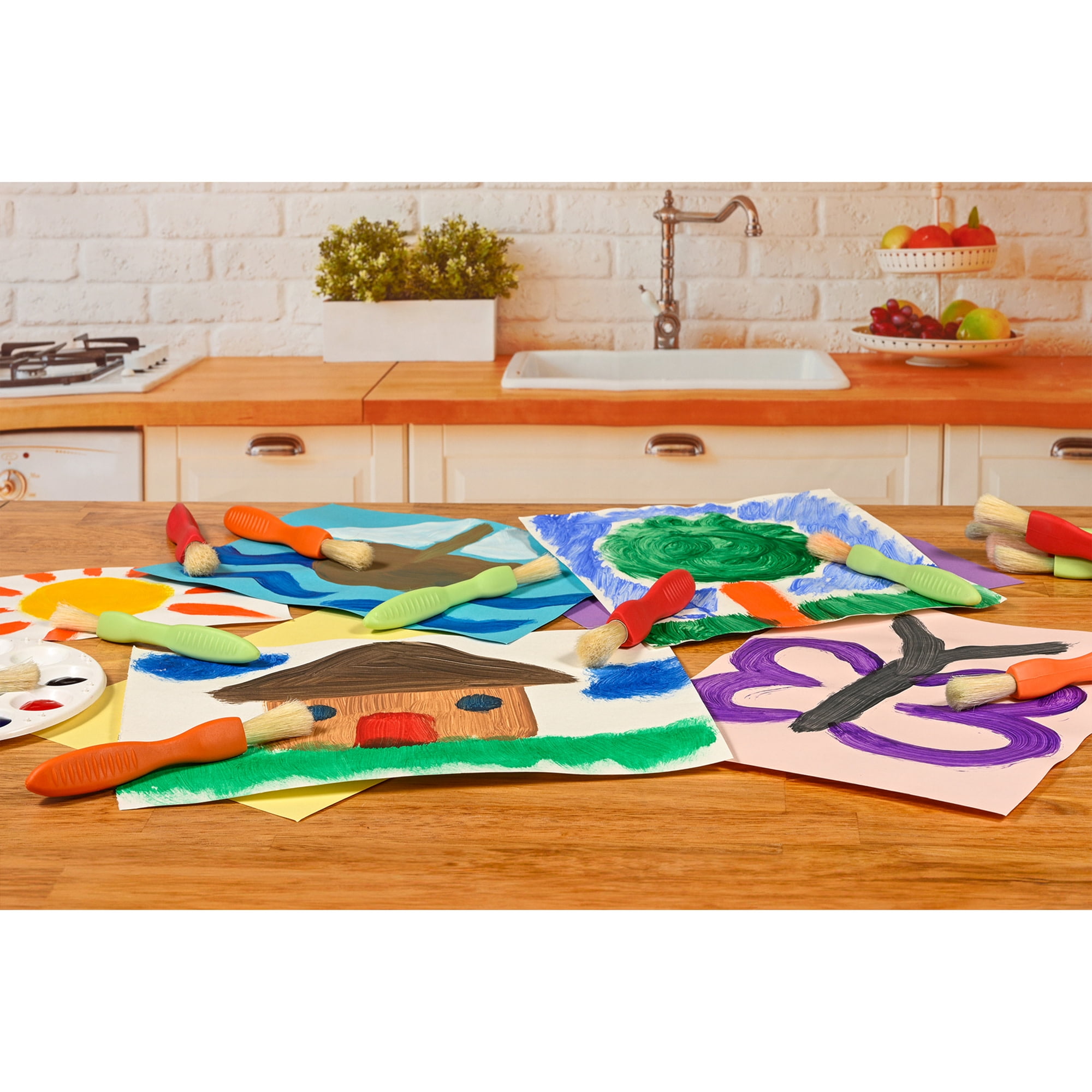 READY 2 LEARN Triangle Grip Toddler Paint Brushes - Set of 24