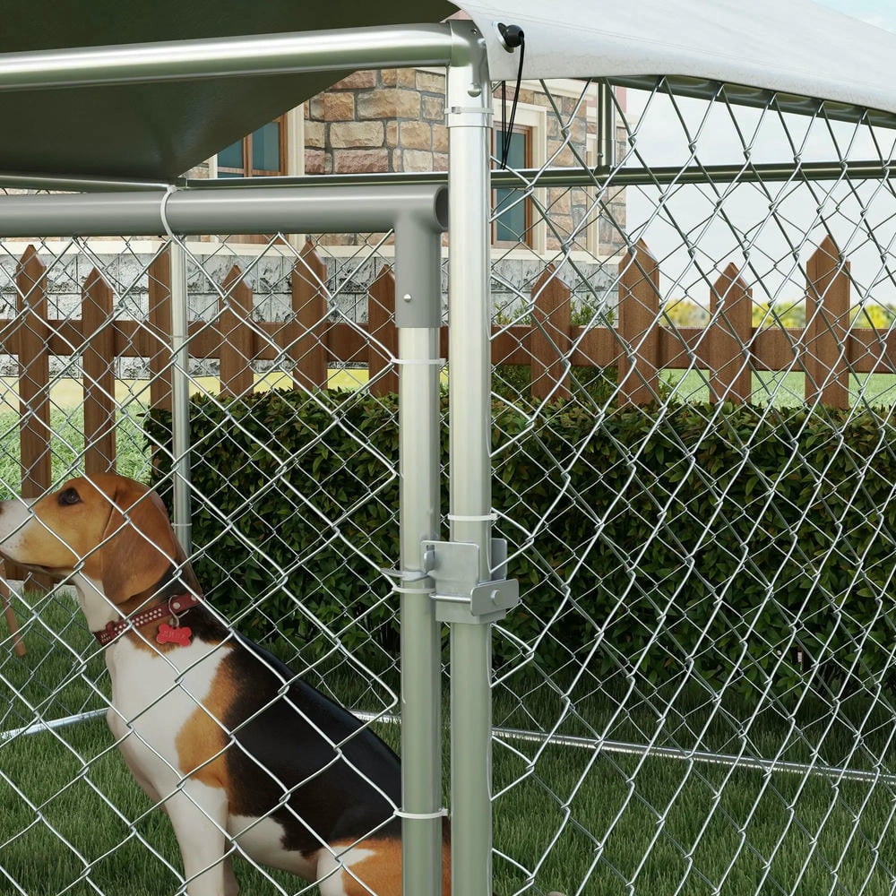 YYAo Doghouse, Puppy Shelter,Dog Kennel Outdoor for Small Medium Dogs with Waterproof Roof, Silver