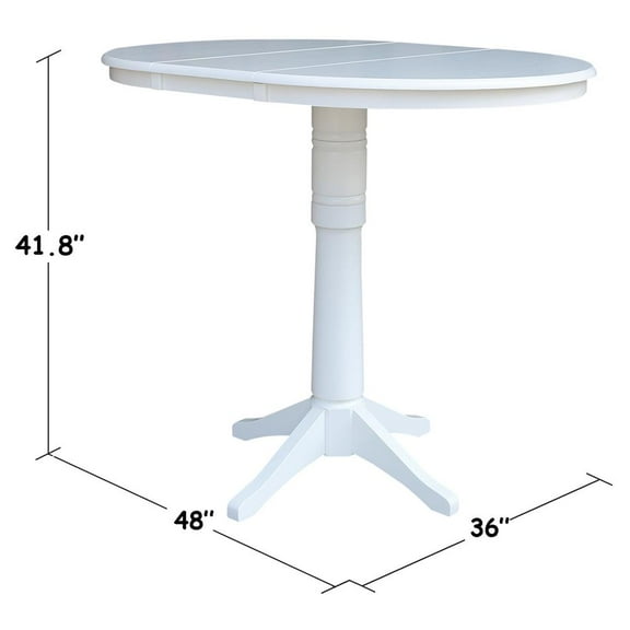 36" Round Bar Height Table with 12" Leaf - White