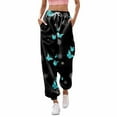 thumbnail image 1 of Gibobby pantalones de mujer de mezclilla Pantalones de chándal con estampado inferior para mujer Bolsillos Cintura alta Deportivo Gimnasio Ajuste atlético Pantalones de chándal (Glauco, XXL), 1 of 4