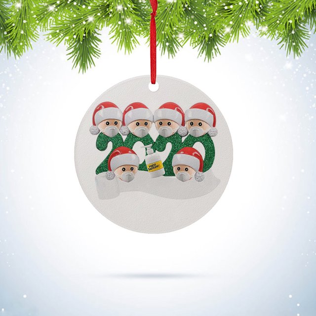 Xihbxyly Adorno Navideño Personalizado, Diseño de Arte En Madera Personalizable, Decoración Navideña 2020, Arte de Hierro Ecológico, Lazo de Cinta Delicado, Decoración para Árbol, Regalo Familiar, Ta
