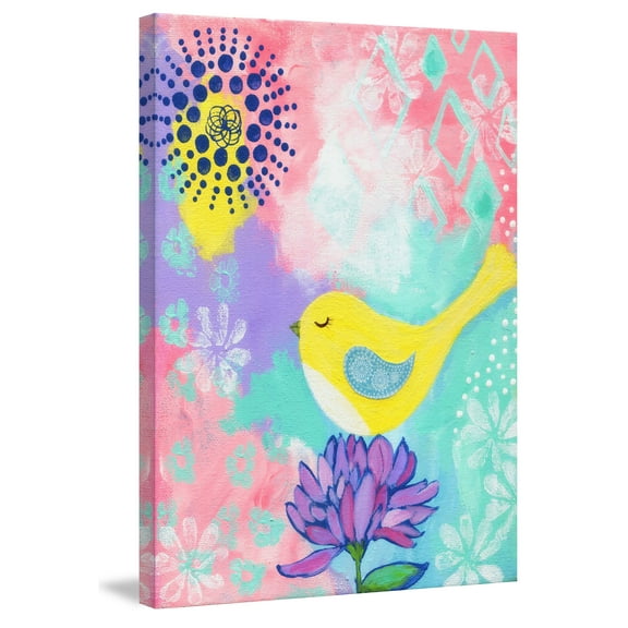 "Yellow Bird" Painting Print on Wrapped Canvas