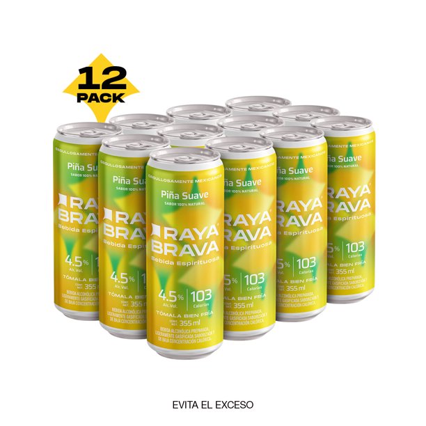Raya Brava Piña Suave - Bebida Espirituosa con 4.5% Alc.12 pack ...