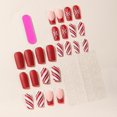 24Pcs French Tip Christmas Press on Nails Medium Square Fake Nails Red