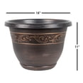 thumbnail image 4 of Garden Elements Plastic Indoor/Outdoor Round Tulip Banded Lightweight Planter with Drainage Holes, Durable and Versatile, Bronze 15", 4 of 4
