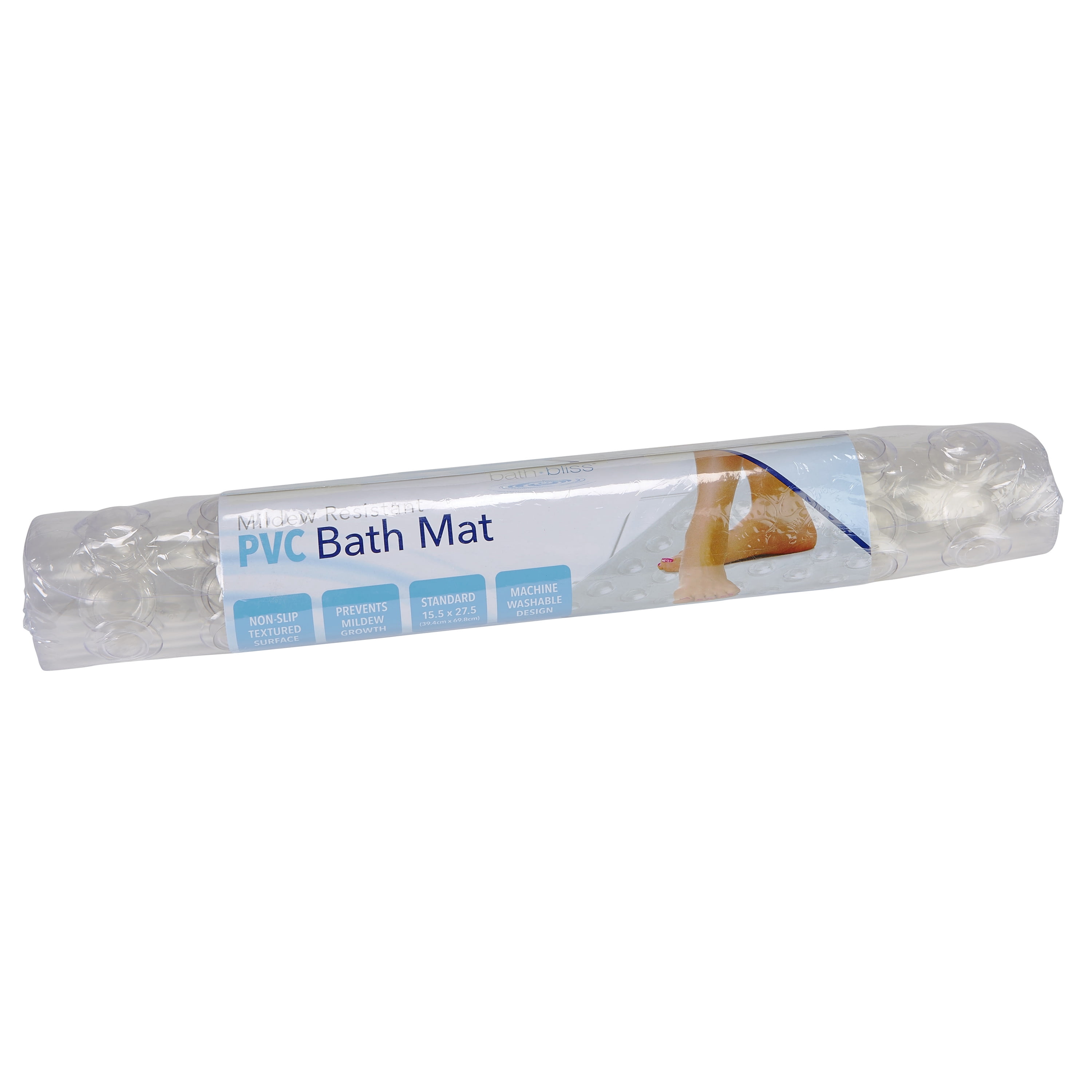 Bath Bliss 2 Pack Clear Bathmat in White