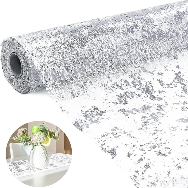 Camino de mesa, cinta decorativa de tela no tejida para mesa, rollo de cinta de tul de poliéster brillante para Navidad con lámina dorada para decoración de mesa de boda o Navidad