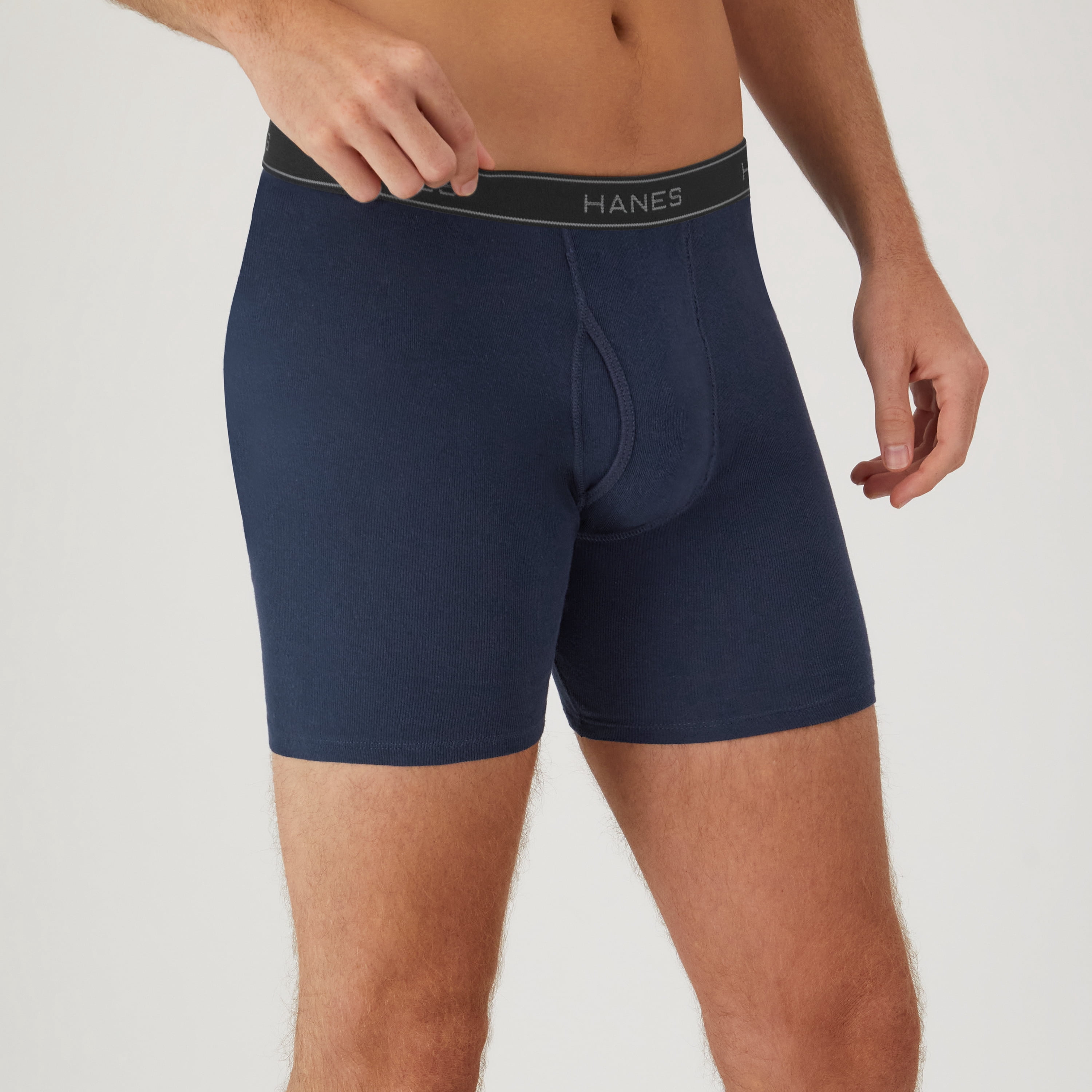 Hanes Men's Cotton Boxer Brief Pack, Moisture-Wicking, 3-Pack