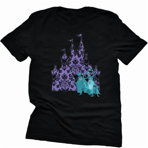 Haunted Mansion Hitchhiking Ghosts Shirt Adult Unisex T-Shirt Haunted House (Black, 3X Large)