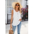 thumbnail image 3 of Summer Round Neck Sleeveless Button Solid Color Casual Women's Top, 3 of 8