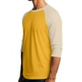 thumbnail image 4 of Men's Long Sleeve Round Neck Contrast Color Raglan Three Quarter Sleeve T-Shirt Top for Spring Fall Athleisure,Yellow,XL, 4 of 8