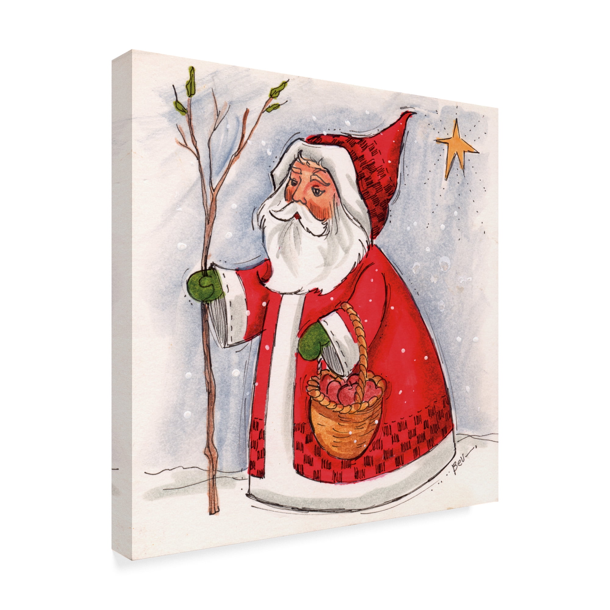 Trademark Fine Art 'Santa With Basket' Canvas Art by Beverly Johnston
