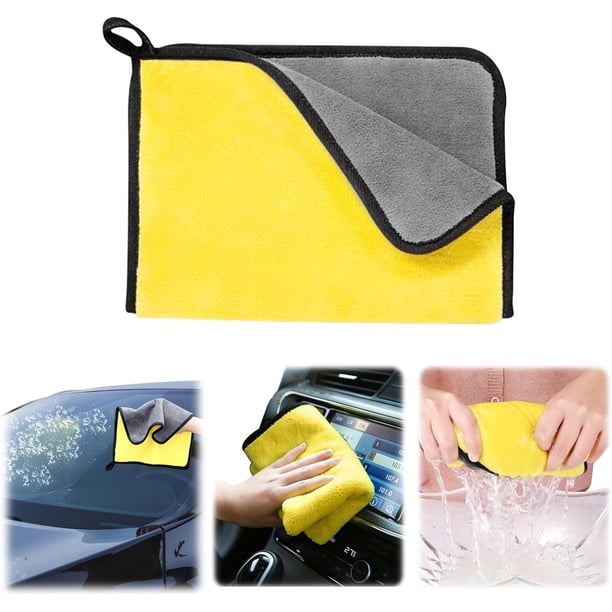 Paquete de 5 toallas de microfibra para coches, absorbentes de agua, sec de doble cara, sin arañazos, reutilizables (9.84 x 9.84 pulgadas)