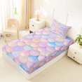 thumbnail image 2 of Manfei Cute Mermaid Tail Twin Fitted Sheet, Dreamy Fish Scale Bedding, Pink Blue, 2 Pieces, 1 Fitted Sheet and 1 Pillowcase, 2 of 6
