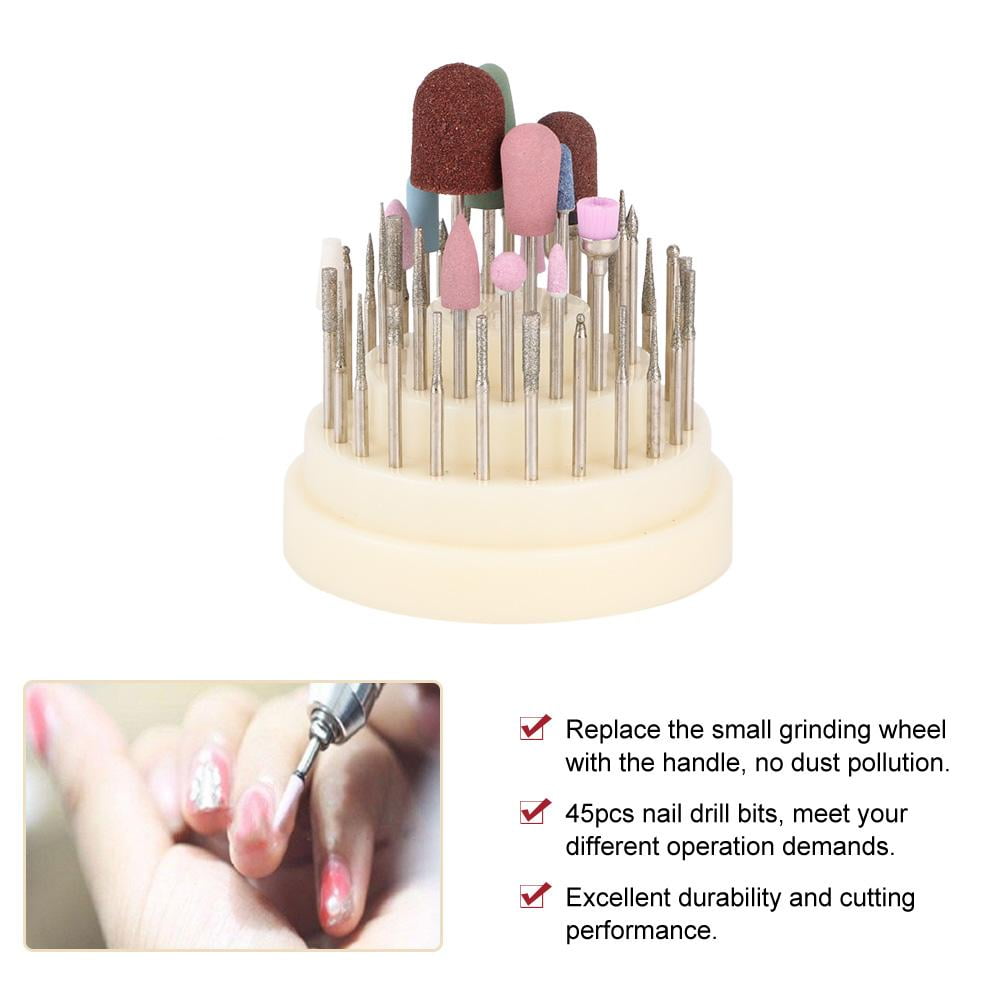 45pcs Nail Drill Bits File Grinding Head Set Electric Manicure Pedicure Nail Art Tools, Pedicure Machine Accessory , Nail Drill Bits Set