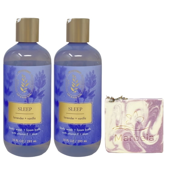Bath & Body Works Aromatherapy Sleep Lavender   Vanilla 2 Body Wash   Foam Bath with a Lavender Dream Bar Soap