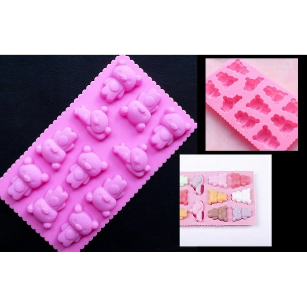 Cute and Lovely bear chocolate, gummie bear, candy Mold - Pink Flexible ...