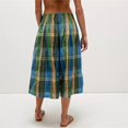 thumbnail image 4 of Women's Palazzo Pants Pocket Retro Plaid Wide Leg Loose Casual Long Trousers Pants for Women Green L, 4 of 4