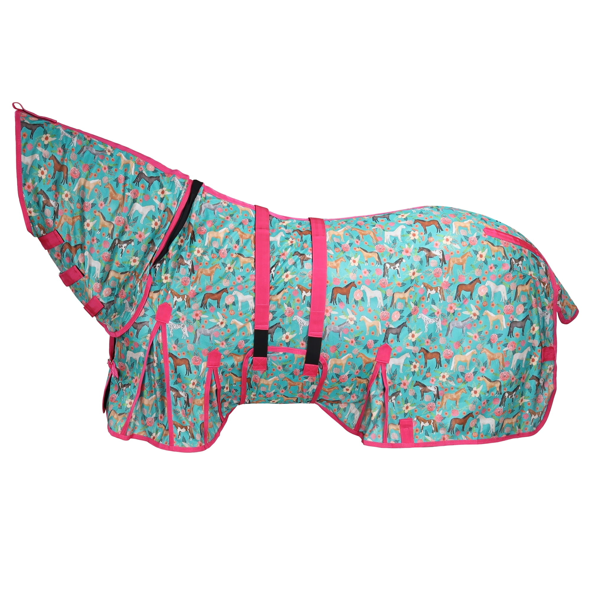 Showman Pasture Posies Mesh Fly Sheet w/ Neck Cover (78")