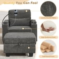 thumbnail image 3 of FFH Accent Chair with Storage Ottoman, Single Sofa Recliner with Adjustable Backrest, Storage Space, Charging Ports, Cup Holders and Phone Stand, Gray, 3 of 8