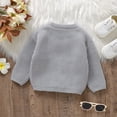 thumbnail image 5 of Xijirk Toddler Crew Neck Knit Sweater Cute Bunny Embroidery Pom Pom Long Sleeve Pullover for Casual Daily Wear,12-18 Months, 5 of 9