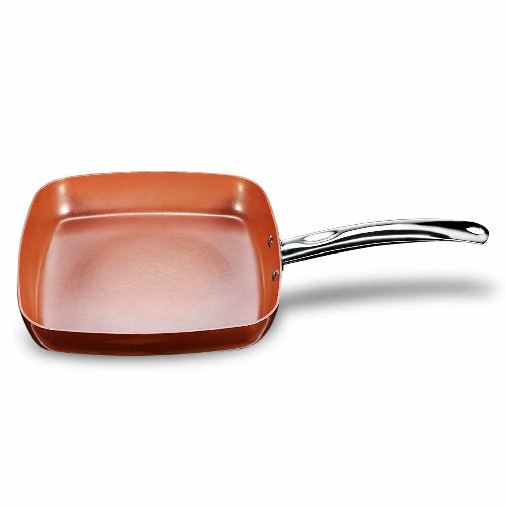  Non-stick Copper Square Pan with Ceramic Frying Pan Copper Oven  & Dishwasher Chef Square Fry Pan: Home & Kitchen