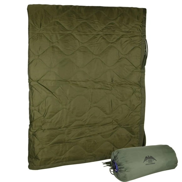 MEDALS OF AMERICA EST. 1976 Military Gear Blanket Poncho Liners Woobie Emergency Blanket - Military Surplus Cold Weather Camping and Hunting Woobie Blanket (OD Green)