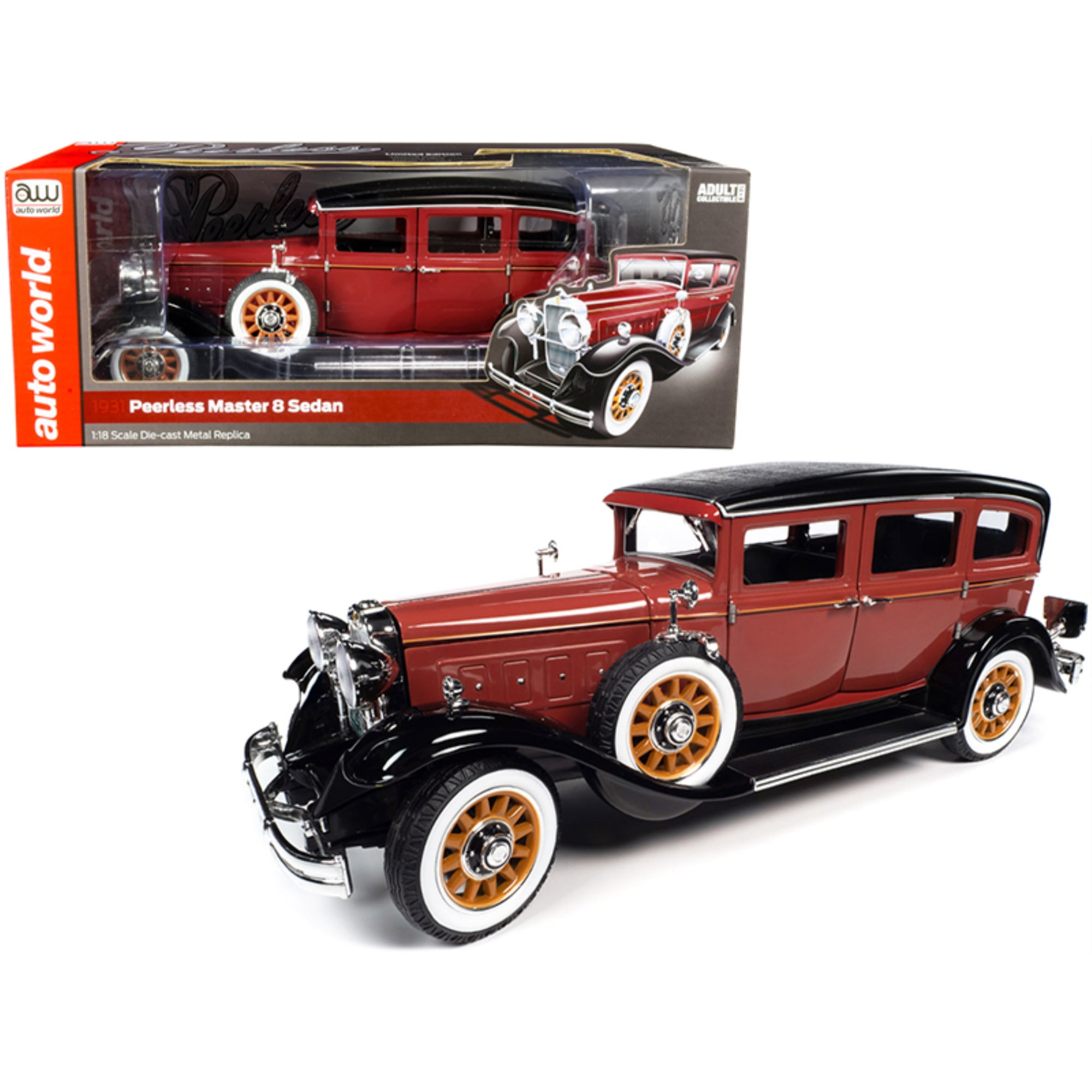 Buy Autoworld AW284 1931 Peerless Master 8 Sedan Cinnamon Red & Black 1