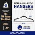 thumbnail image 2 of Lifemaster 20 Pcs. Dry Wet Clothes Hangers - Heavy Duty Coat Hanger Set with 360° Swivel Hook, Non-Slip, Space-Saving, Sleek Design - Accessory Tie Bar, Smart Strap Hooks, Non-Slip Pants Bar (Black), 2 of 8