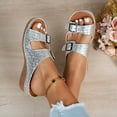 thumbnail image 4 of Hopeusnice Women's Wedges Shoes Non-Slip Breathable Open Toe Soft PU Materials Summer Shoes Trendy Wedge Heel Roman Slip-Resistant Walking Shoes Silver 42, 4 of 9