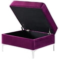 thumbnail image 3 of Maklaine Tufted Velvet Storage Ottoman with Chrome Legs in Purple, 3 of 9
