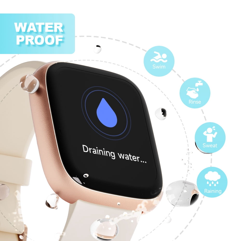 TOOBUR Smart Watch for Women, 1.83" Fitness Tracker Watch with Step Tracker/Pedometer/Sleep, IP68 Waterproof Smartwatch Calls Compatible iOS Android Beige