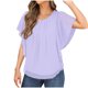 thumbnail image 2 of Chaqueta corta,Camiseta estampada para mujer, cuello redondo, manga 3/4, poliéster, informal, plisada, largo regular, para uso diario, sopatenor, 2 of 8