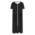 thumbnail image 4 of Tnhcen Women's Zip Up Robe Long Length Pajama Dress Polka Dot Print Cozy Fleece Loungewear with Pockets Soft Sleepwear S-2XL Black, 4 of 7