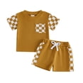 thumbnail image 4 of CAICJ98 Toddler Infant Baby Boy Summer Clothes Contrast Color Short Sleeve T Shirts Stretch Shorts Cute Outfits Set (Brown,6-12 Months), 4 of 4