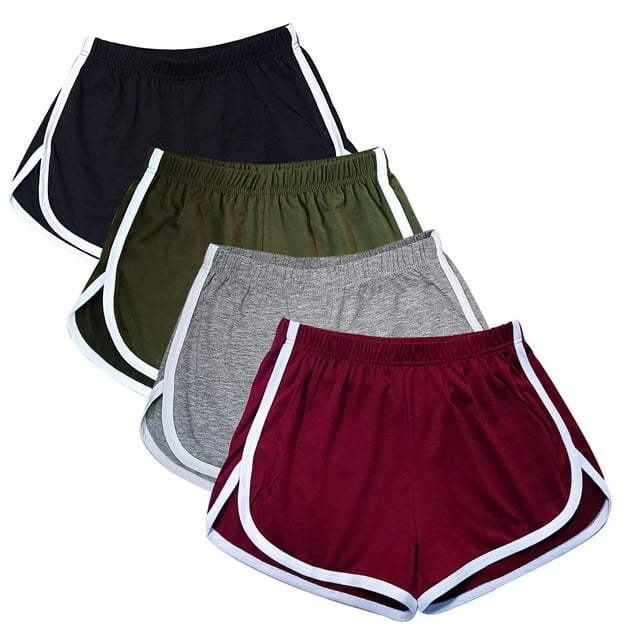 Pantalones cortos Cameway de algodón para mujer, yoga y baile, paquete de 4, M, negros
