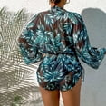 thumbnail image 5 of Women's Bikini Set Printed Two Piece with Beach Cover Up Dress 3 Piece Set with Removable Bra Pads No Underwire for Vacation,Dark Green,L, 5 of 6