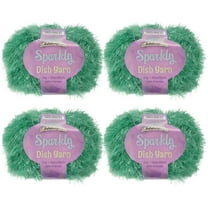 Worsted Weight Dish Scrubby Sparkle Yarn, 50g Per Skein, 4 Skeins Color 110 Forest Green