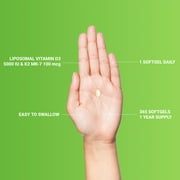 Liposomal Vitamin D3 5000 IU with K2 MK7 100 mcg, Vit D and K Supplement 365 softgels