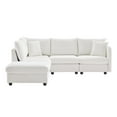 thumbnail image 3 of Sectional Couches for Living Room, 89" L-Shaped Couch Convertible Sectional Sofa Couch with Movable Ottoman and 2 Pillows, 5-Seat Small Couch for Small Space, Lounge, Apartments, Studio, Office, White, 3 of 9
