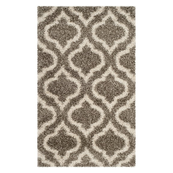 SAFAVIEH Hudson Louise Geometric Shag Area Rug, Grey/Ivory, 7' x 7' Square