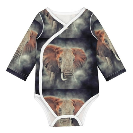 

Matuu Elephant in Smoke for Baby Long-Sleeve Bodysuit Soft Cotton Comfortable and Breathable Perfect for Newborns and Infants