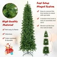 thumbnail image 6 of 6/7.5 ft Pencil Prelit Christmas Tree, Artificial Slim Christmas Tree with 200/300 Multicolor LED Lights, Metal Stand and Hinged Branches, 8 Color Modes, 6 of 9