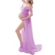 thumbnail image 2 of SAYOO Vestido de maternidad para fotografía Color sólido Fuera del hombro Vestido de gasa Frente Split Vestidos largos de embarazo para sesión de fotos SAYOO casual, 2 of 4