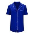 thumbnail image 4 of Vibrex Silk Satin Pajama Set for Women 2 Piece Lounge Pjs Summer Sleepwear Button Down Shorts Sleeve Shirt Women Casual Turndown Collar Blouse, 4 of 8